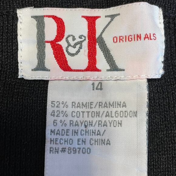 R&K Originals Black Knit Red Floral Embroidered Short Sleeve Cardigan 14 - Picture 8 of 9